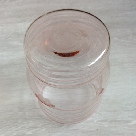 VERY RARE ANTIQUE Cookie Biscuit Jar Pink Dunbar Glass Etched Flower Design - Picture 6 of 12
